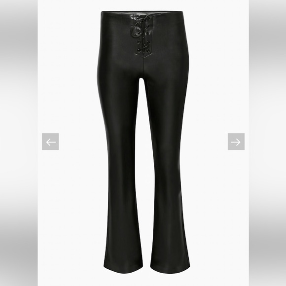 Aritzia Wilfred Elementary Pant lace up vegan leather black bottom pants - Picture 1 of 13